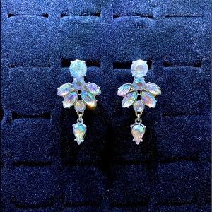 Silver and rhinestone post back earrings